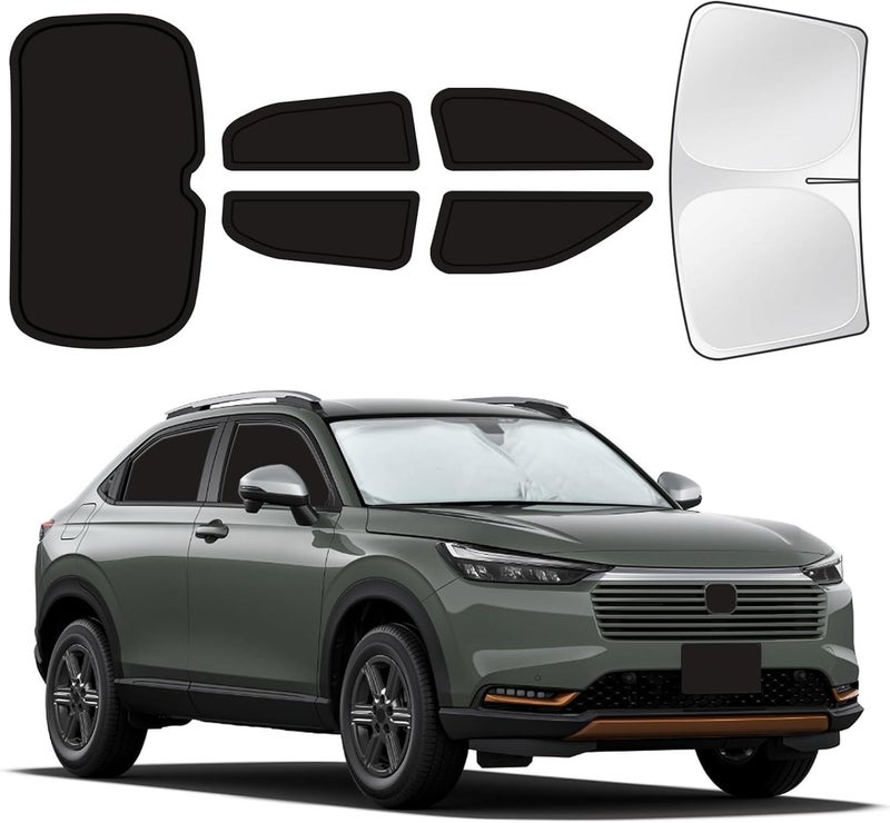JASVIC for Honda HR-V 2023-2025 Car Window Shades, 6pcs Privacy Sun Shade Set for Front Windshield Side and Rear Windows, Full Window Covers Keeps Vehicle Cool for Camping Napping - Image 1